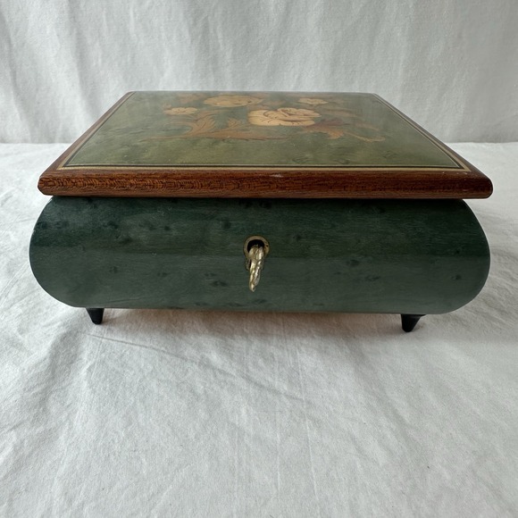 Vintage Swiss Reuge Musical Music Wood Inlay Box Fur Elise Made In Italy W/Key - Picture 2 of 16